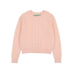 Maisonita Pale Pink Cabled Crew Sweater