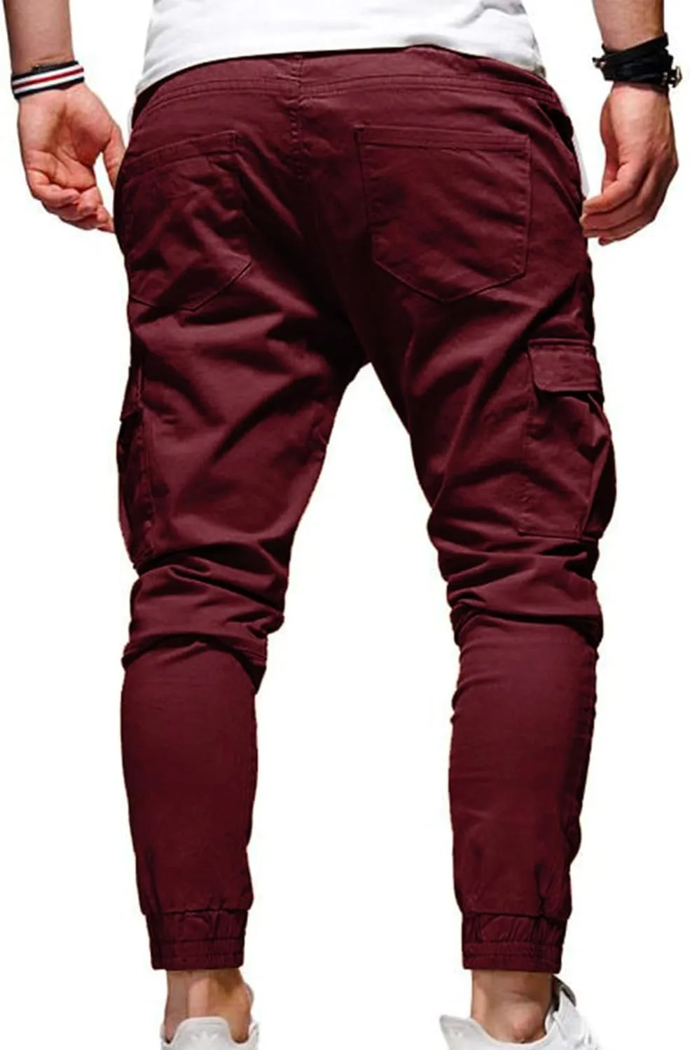 Mens Cargo Jogger Pants Slim Fit Stretch Joggers Sweatpants Casual Drawstring Hiking Pants with Multi-Pockets