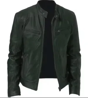 Men's PU Leather Jacket Slim Fit Short Coat S4587945 S