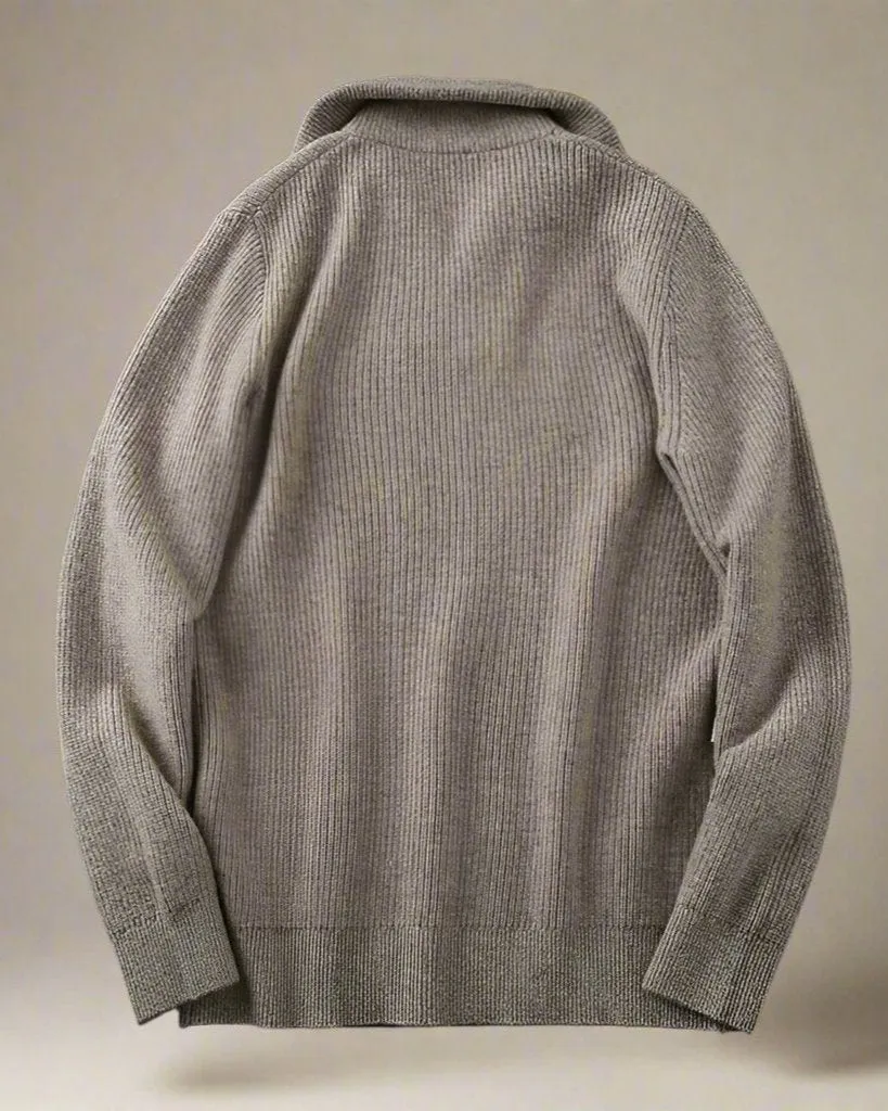 Men’s Wool Sweater Half-Zip Open Collar Pullover Midweight Sweater Ashore Shop