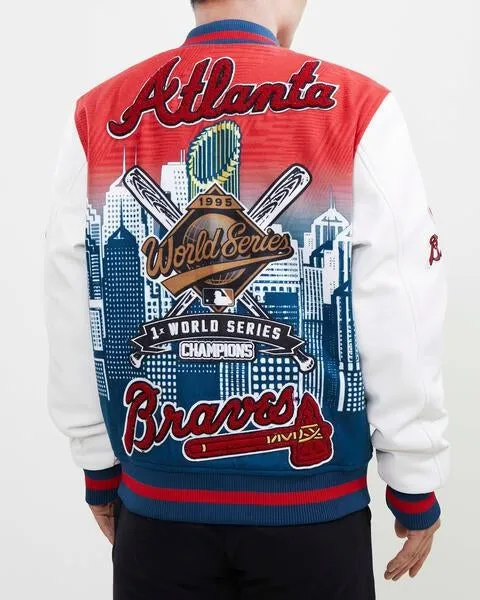 MLB ATLANTA BRAVES REMIX VARSITY MEN'S JACKET (MIDNIGHT NAVY/WHITE)