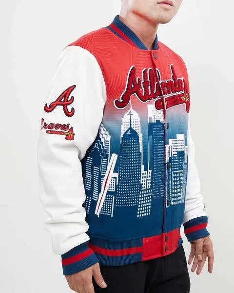 MLB ATLANTA BRAVES REMIX VARSITY MEN'S JACKET (MIDNIGHT NAVY/WHITE)