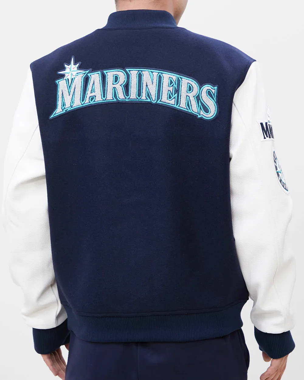 MLB SEATTLE MARINERS CLASSIC WOOL MEN'S VARSITY JACKET (MIDNIGHT NAVY/WHITE)