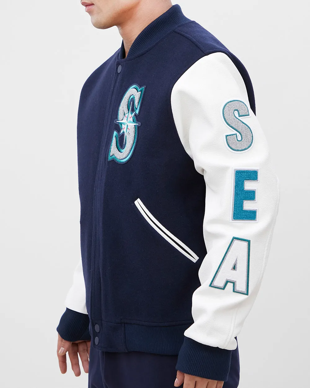 MLB SEATTLE MARINERS CLASSIC WOOL MEN'S VARSITY JACKET (MIDNIGHT NAVY/WHITE)