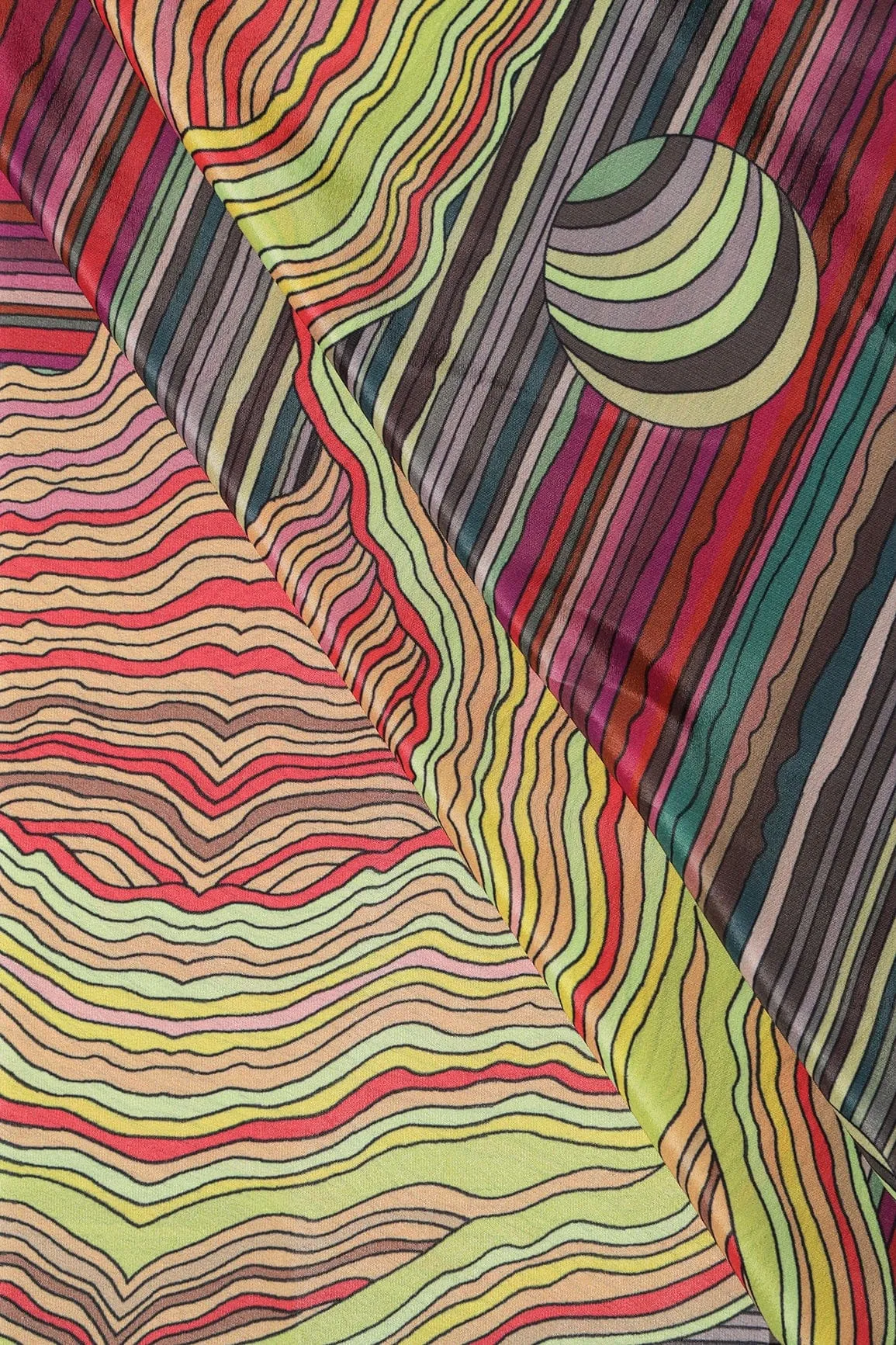 Multicolour Abstract Digital Print On Crepe Fabric