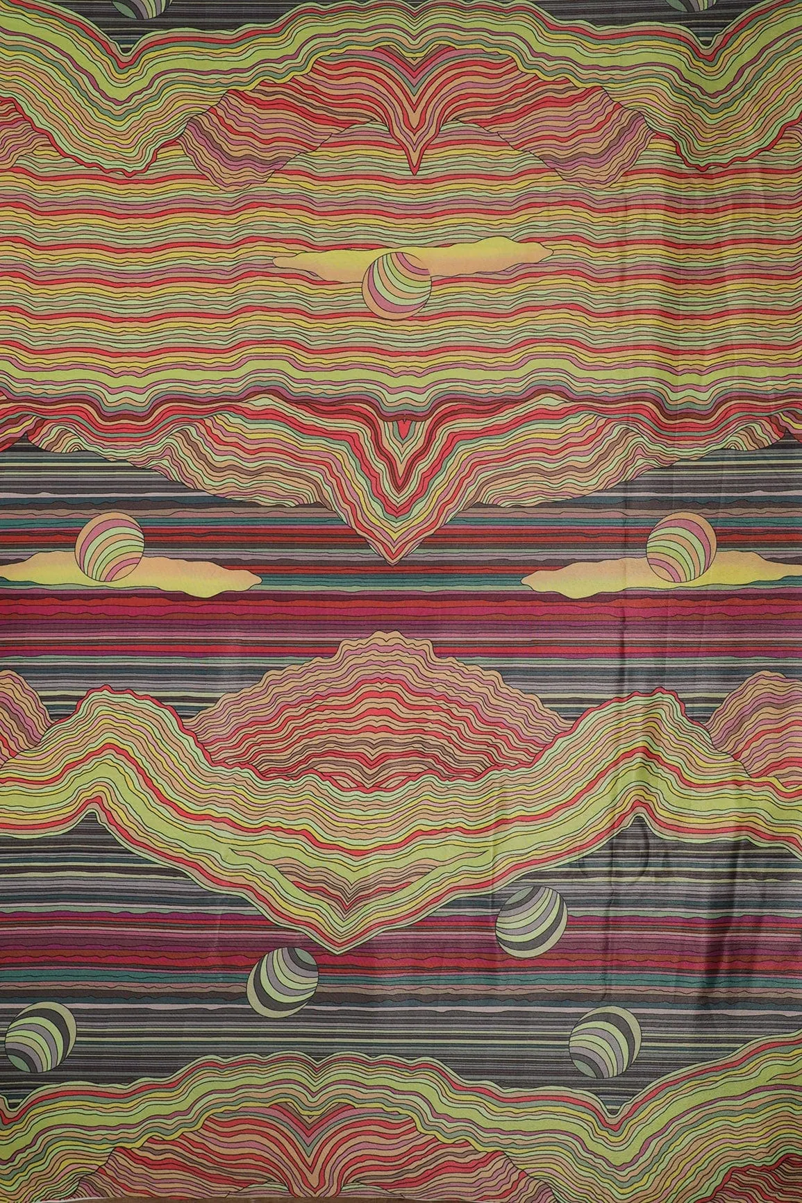 Multicolour Abstract Digital Print On Crepe Fabric