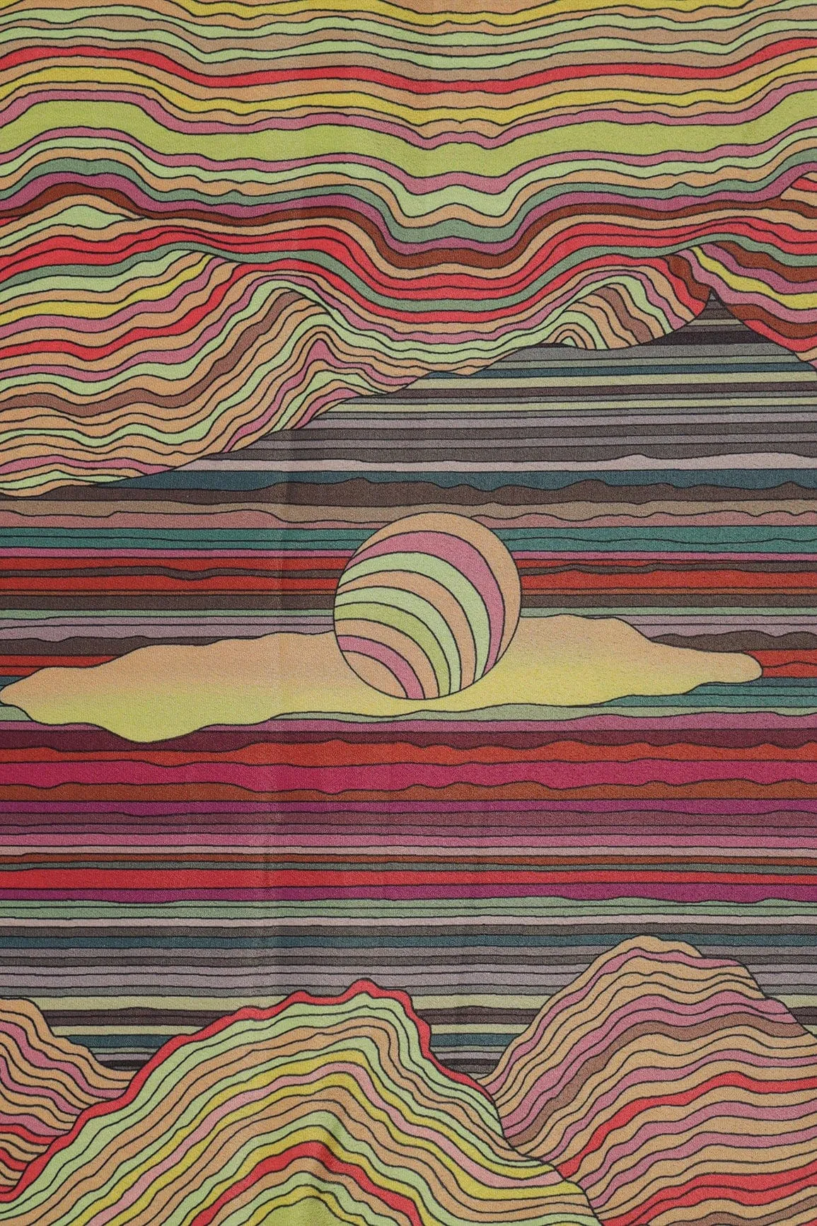 Multicolour Abstract Digital Print On Crepe Fabric
