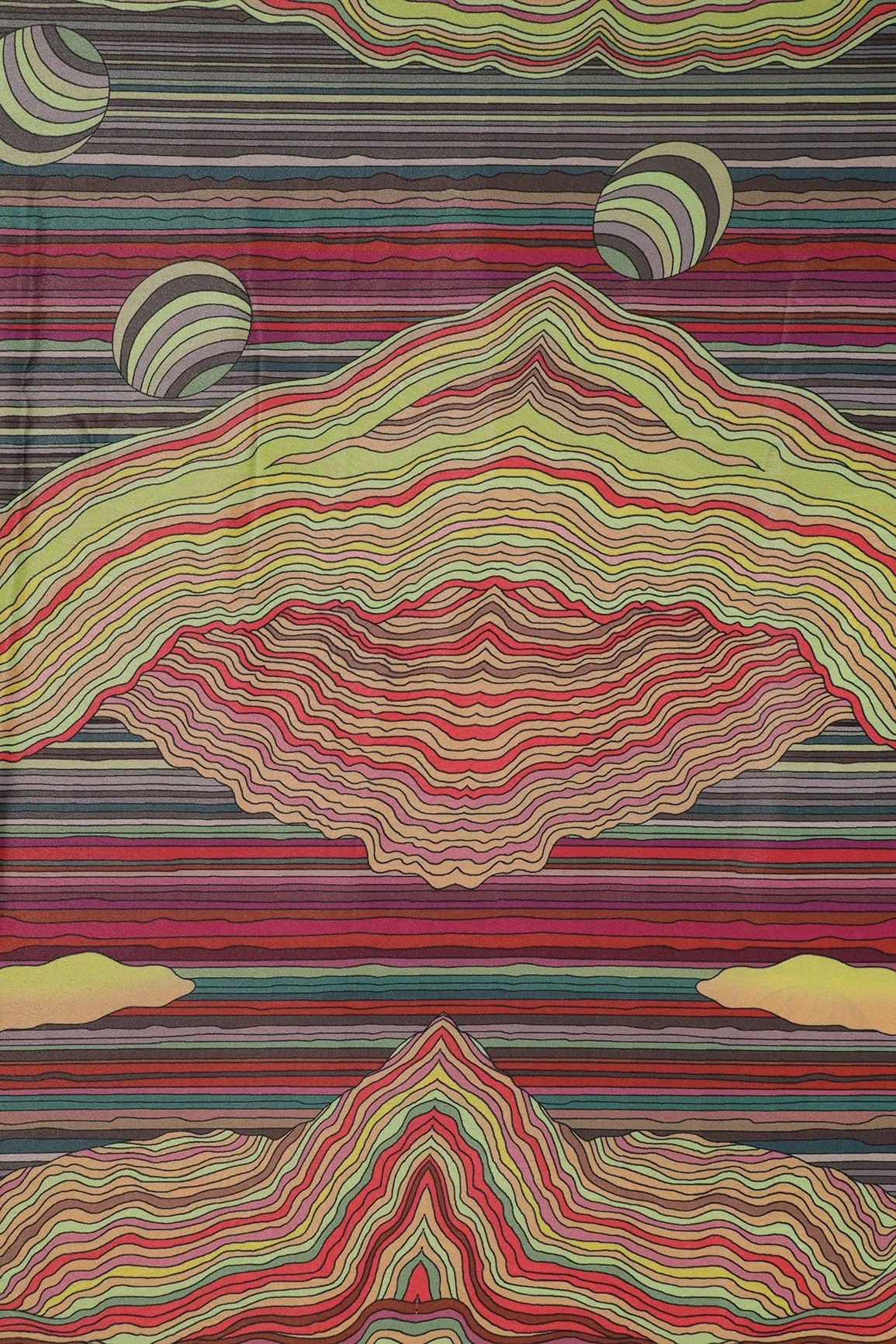 Multicolour Abstract Digital Print On Crepe Fabric