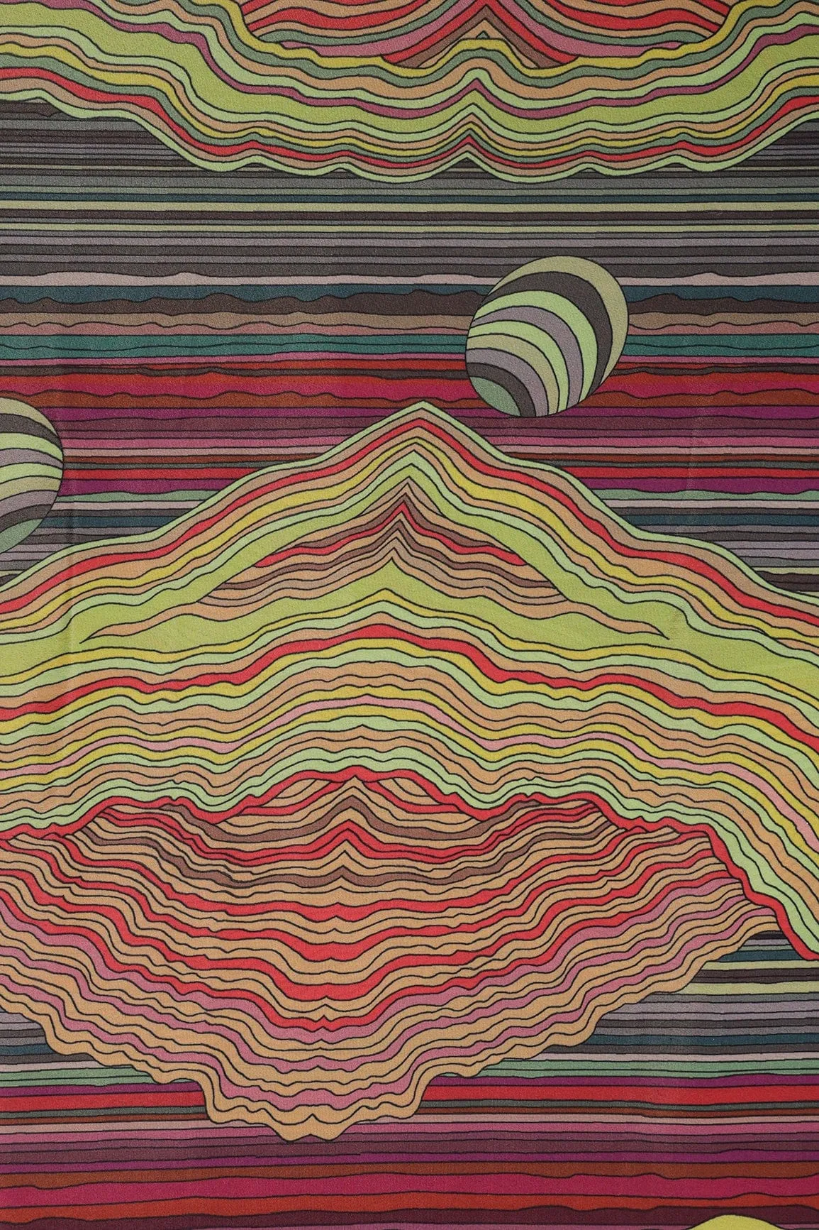 Multicolour Abstract Digital Print On Crepe Fabric