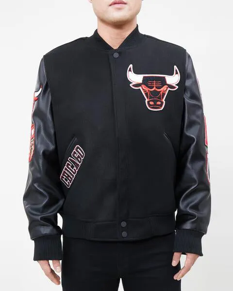 NBA CHICAGO BULLS CLASSIC WOOL MEN'S VARSITY JACKET (BLACK)