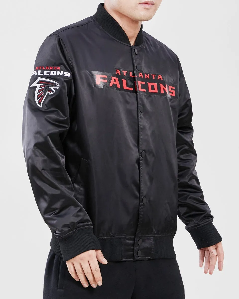 NFL ATLANTA FALCONS TEAM BIG LOGO MEN'S SATIN JACKET (BLACK)