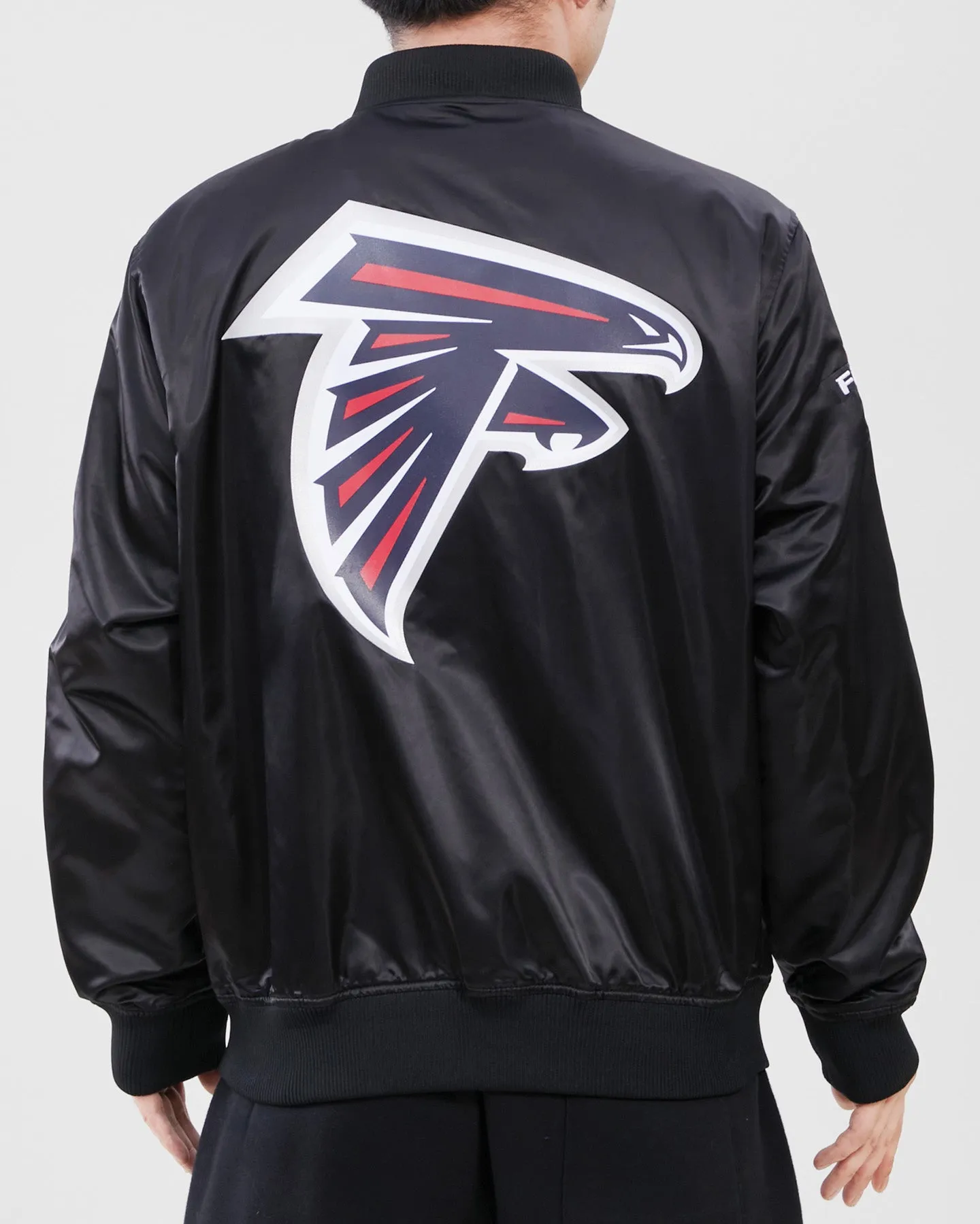 NFL ATLANTA FALCONS TEAM BIG LOGO MEN'S SATIN JACKET (BLACK)