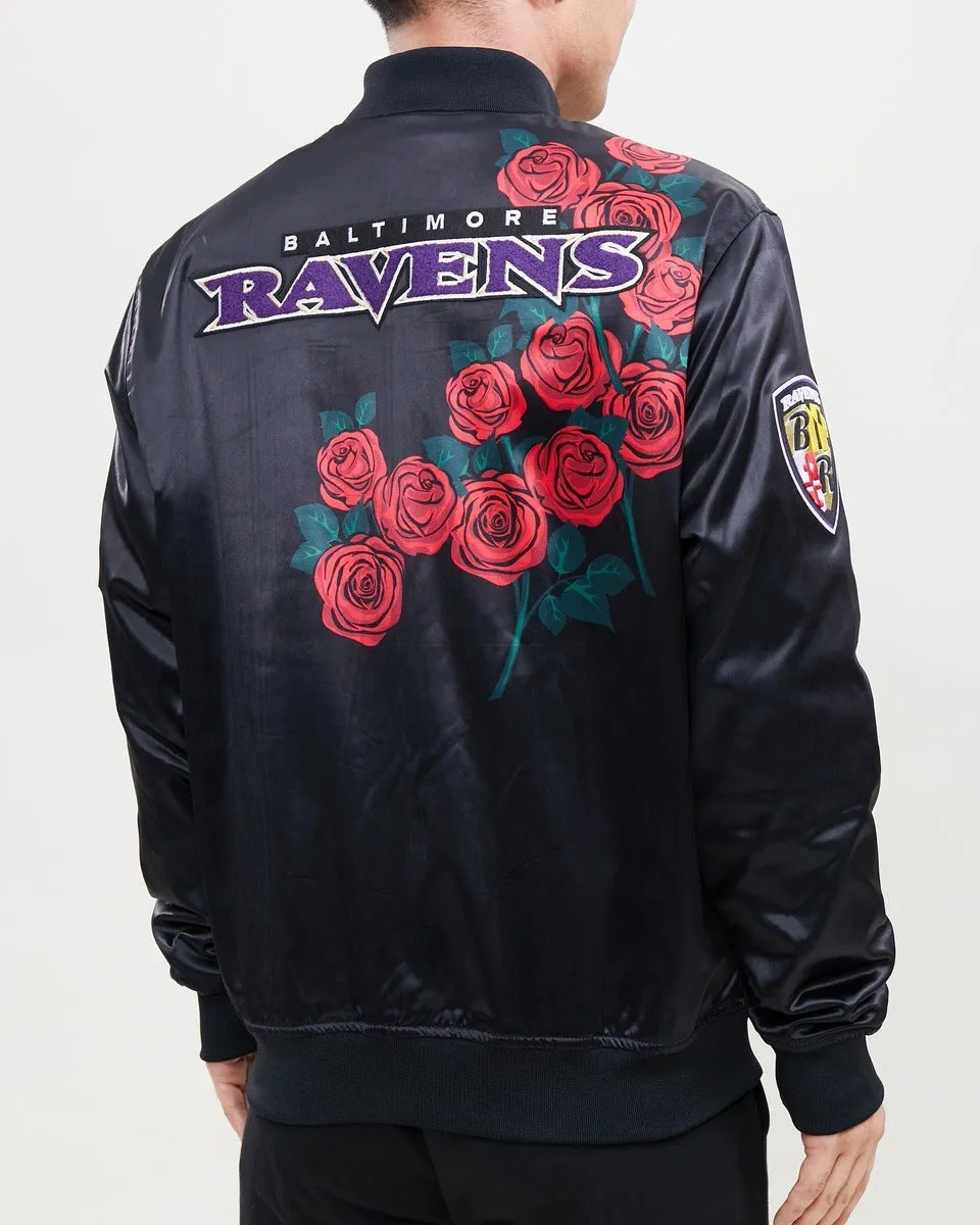 NFL BALTIMORE RAVENS ROSE MEN'S SATIN JACKET (BLACK)