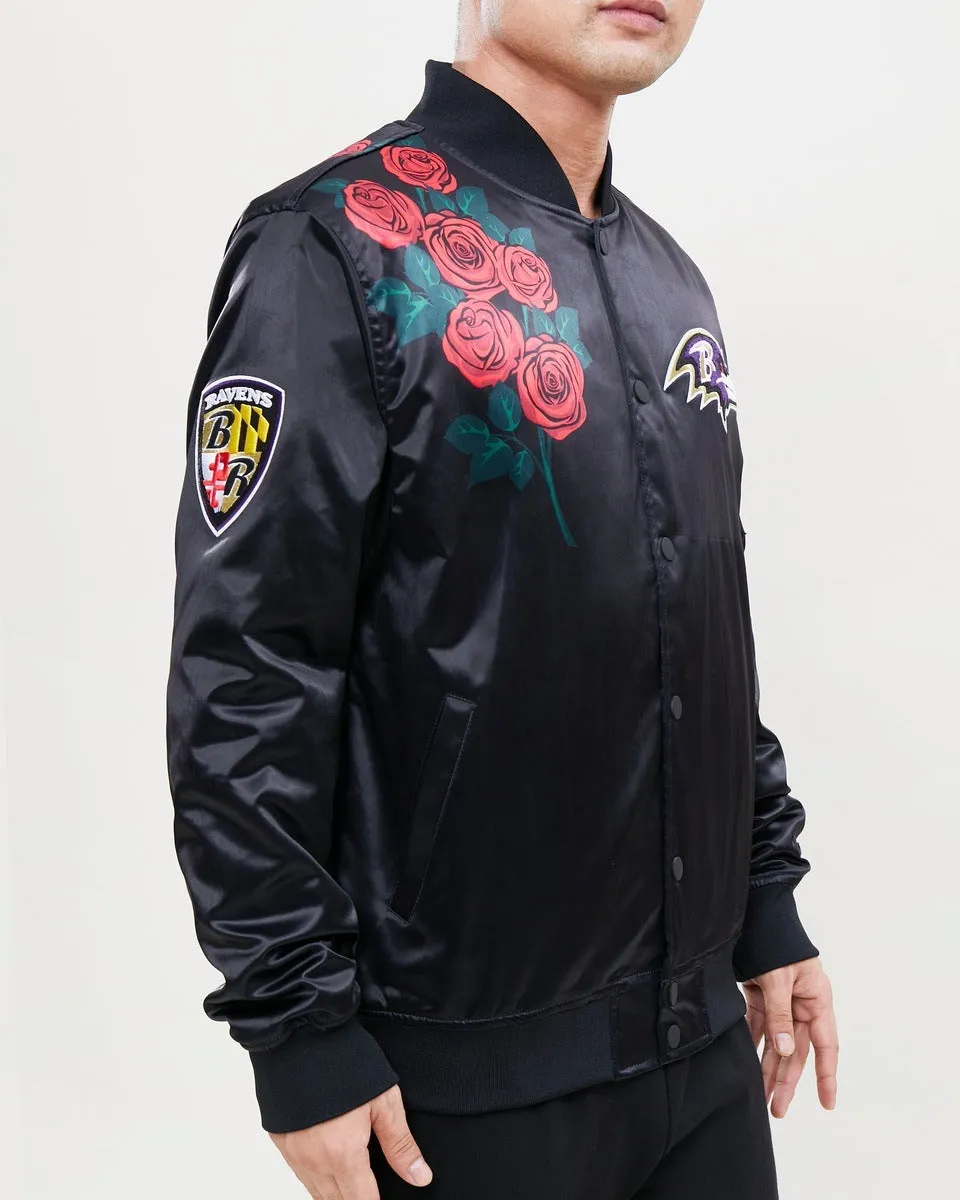 NFL BALTIMORE RAVENS ROSE MEN'S SATIN JACKET (BLACK)