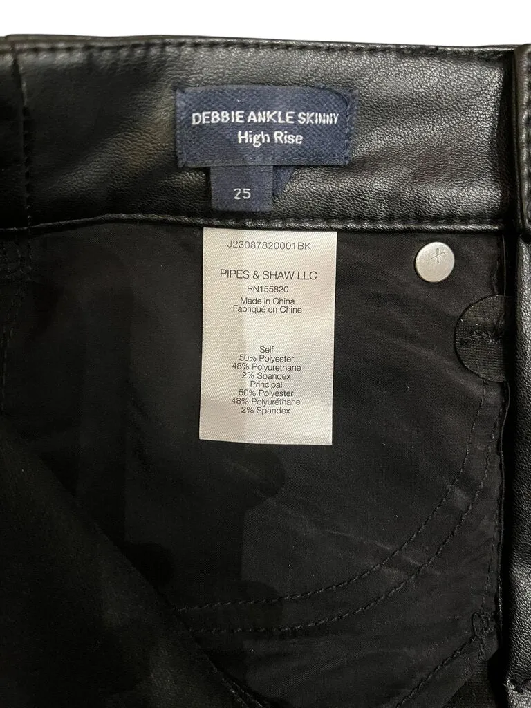 *NWT Veronica Beard Debbie Vegan Leather High-Rise 5 Pocket Straight Leg Jeans, Size 25(0)