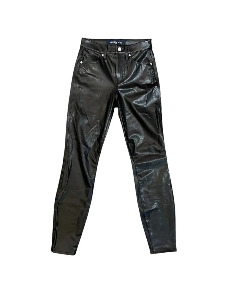 *NWT Veronica Beard Debbie Vegan Leather High-Rise 5 Pocket Straight Leg Jeans, Size 25(0)