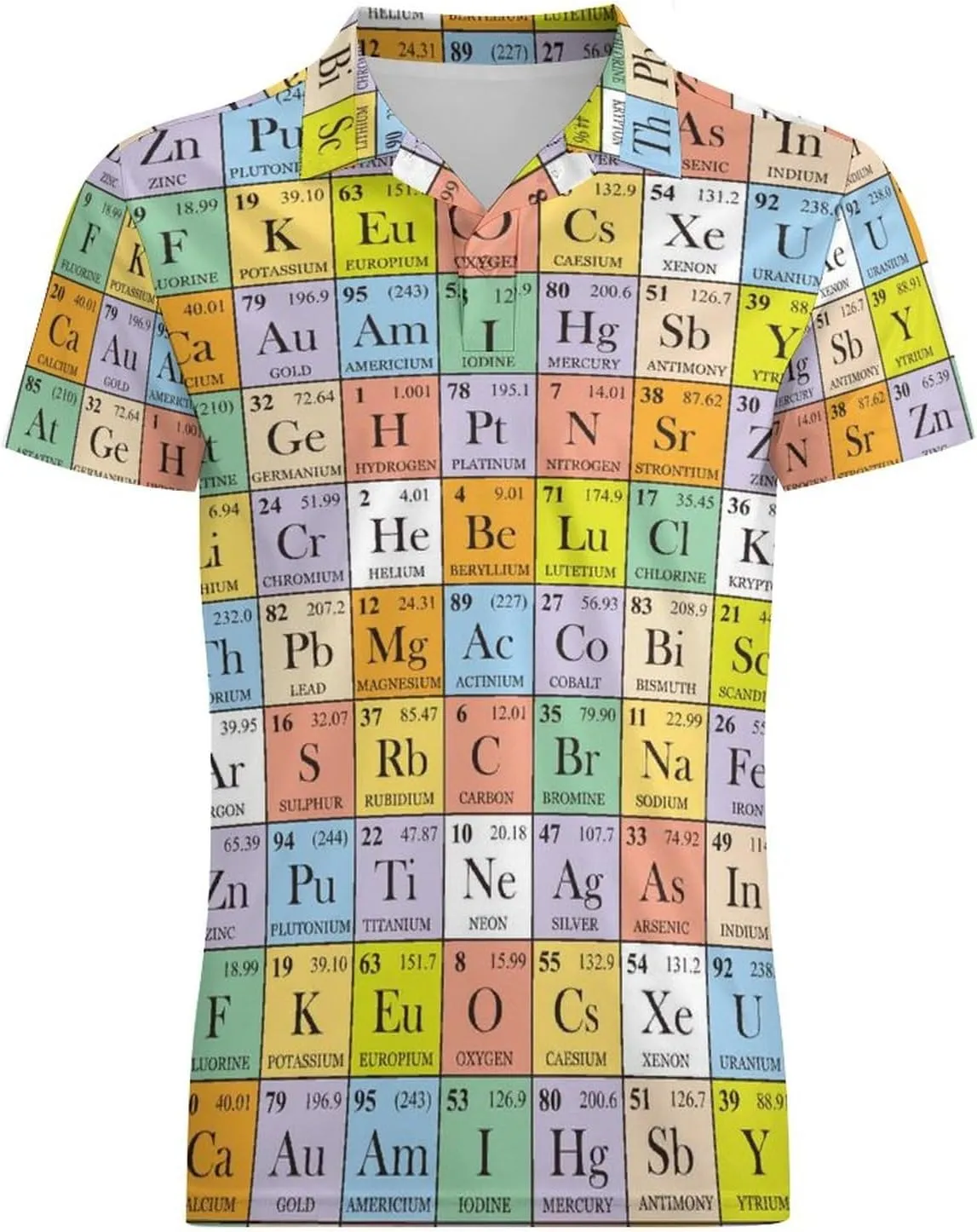 Periodic Table Classic Polo Shirts for Men Quick Dry Short Sleeve Fit Golf Tees Casual Tops