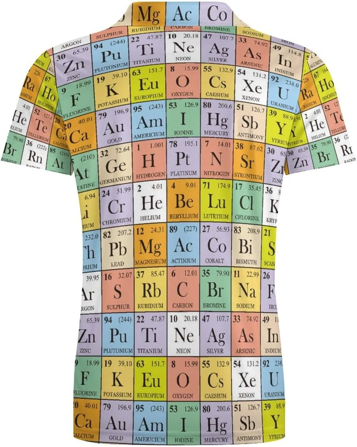 Periodic Table Classic Polo Shirts for Men Quick Dry Short Sleeve Fit Golf Tees Casual Tops