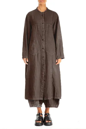 Pin Décor Off-Dye Truffle Linen Jacket