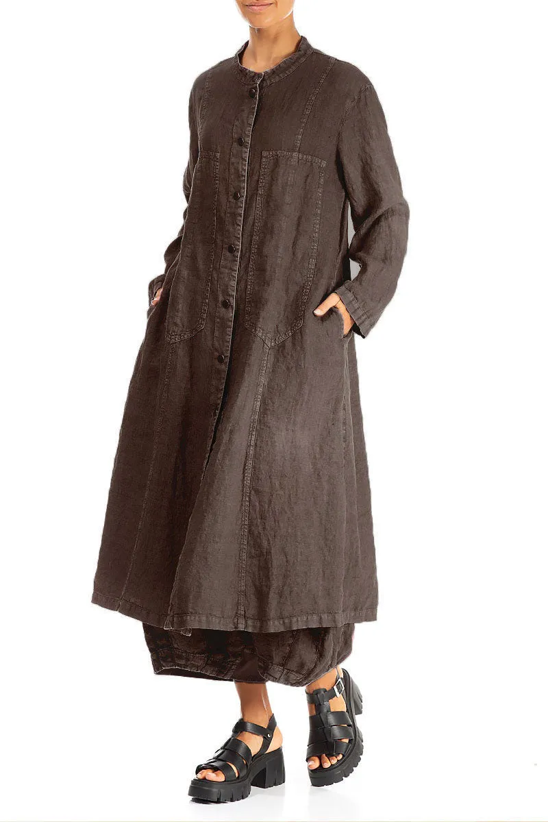 Pin Décor Off-Dye Truffle Linen Jacket