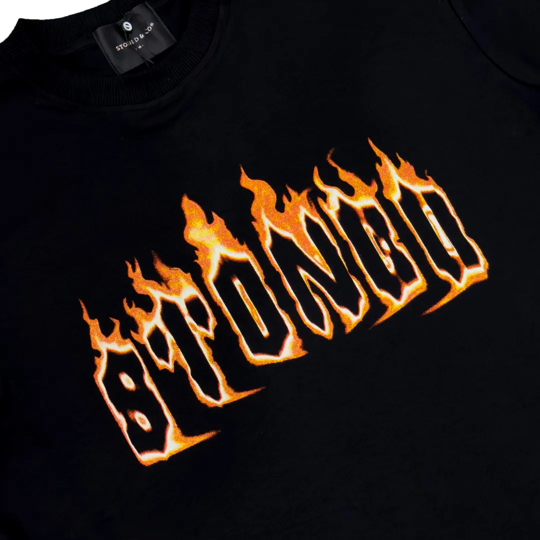 Stoned Retro : Flame Tee Black