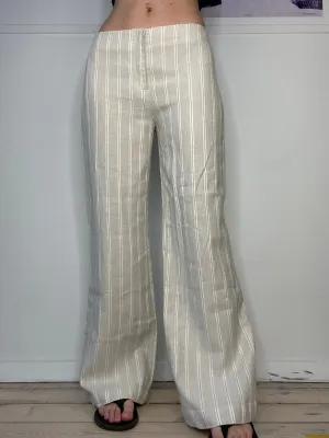 striped perfect fit low-waisted flare linen pants