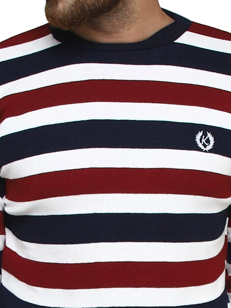 Striped Synthetic Long Sleeves Turtle Neck  Sweaters