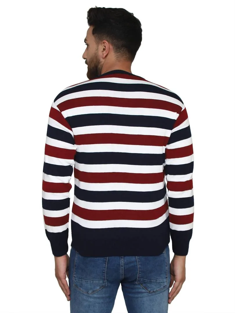 Striped Synthetic Long Sleeves Turtle Neck  Sweaters