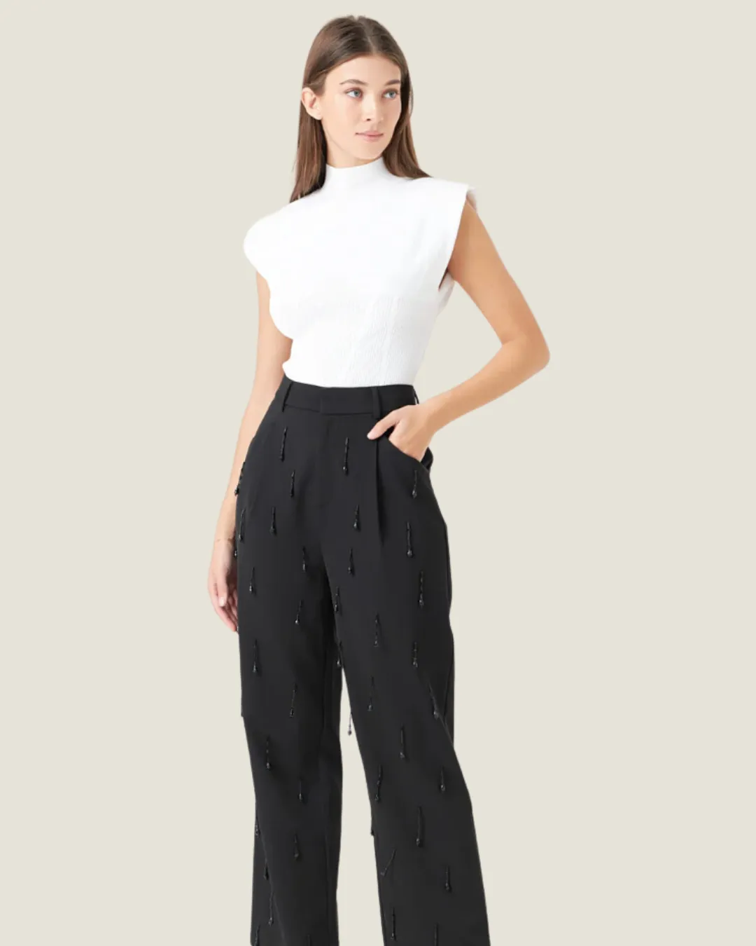 The Party Pants: Black Beaded Pants