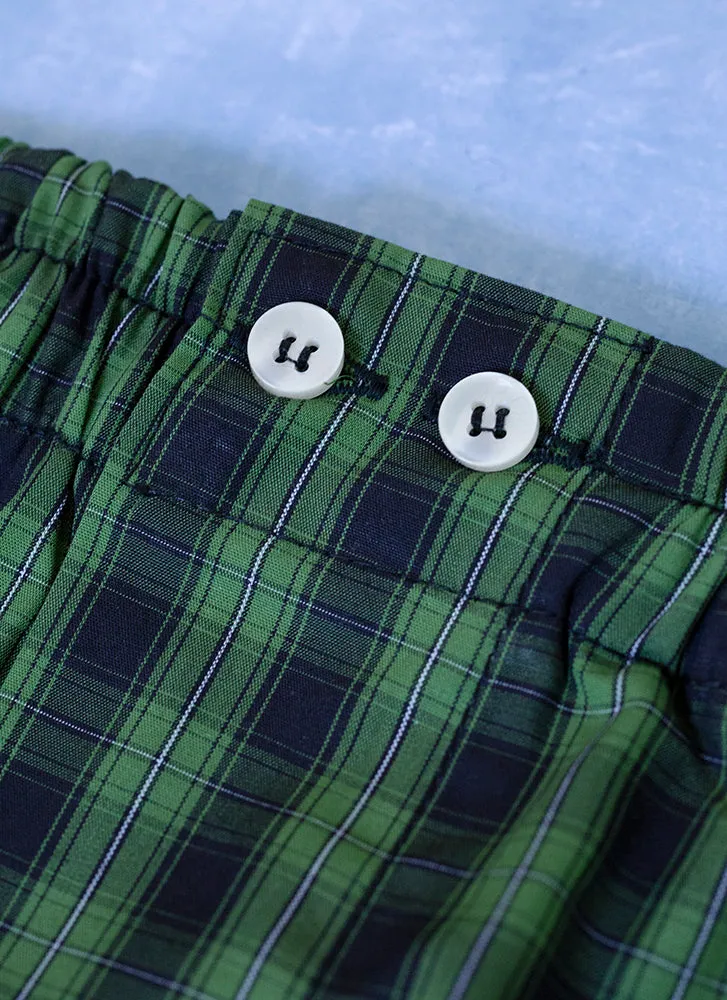 The Perfect Fashion Boxer Short in Navy and Green Plaid