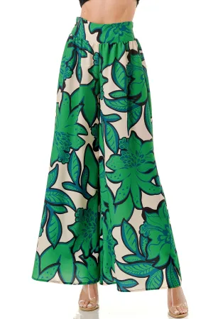 Tropical Green Palazzo Pants