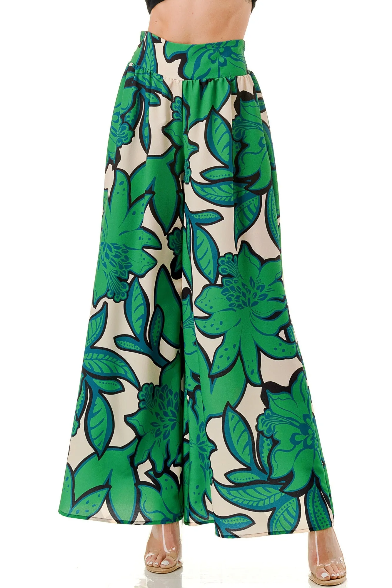Tropical Green Palazzo Pants