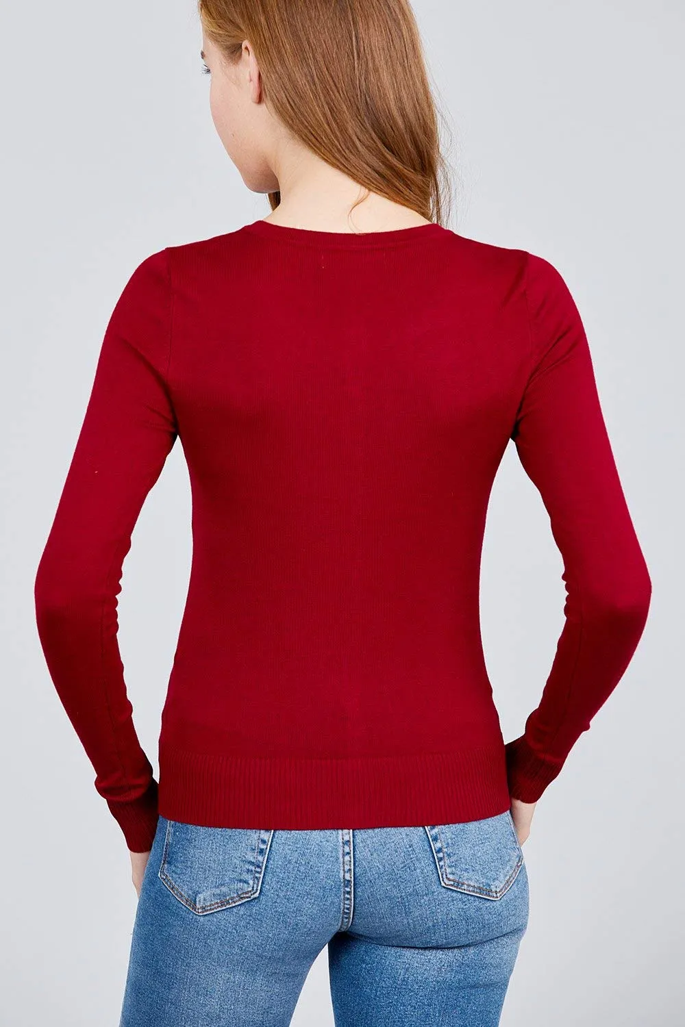 Women's Basic Long Sleeve Round Neck Button Down Rayon Sweater Cardigan
