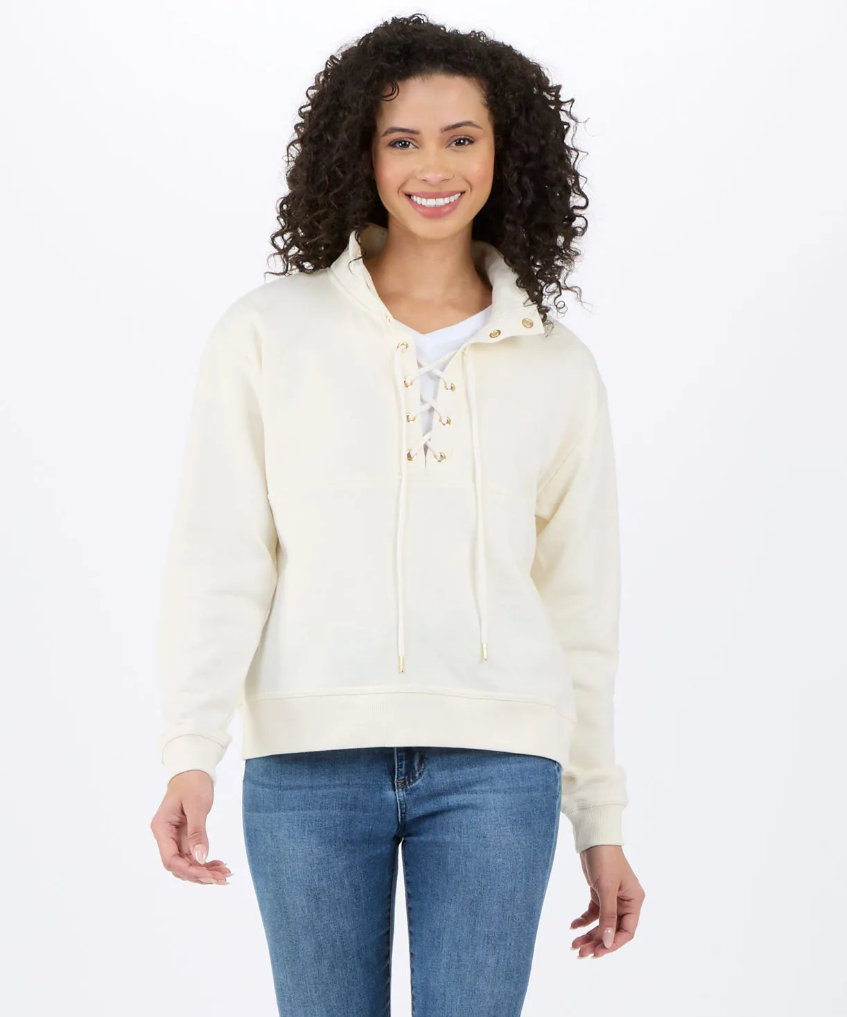 Women's Long Sleeve Lace Up Pullover