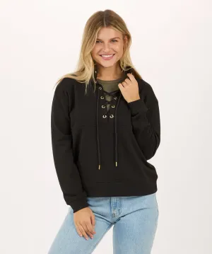 Women's Long Sleeve Lace Up Pullover