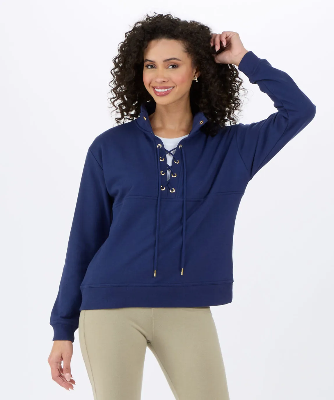 Women's Long Sleeve Lace Up Pullover