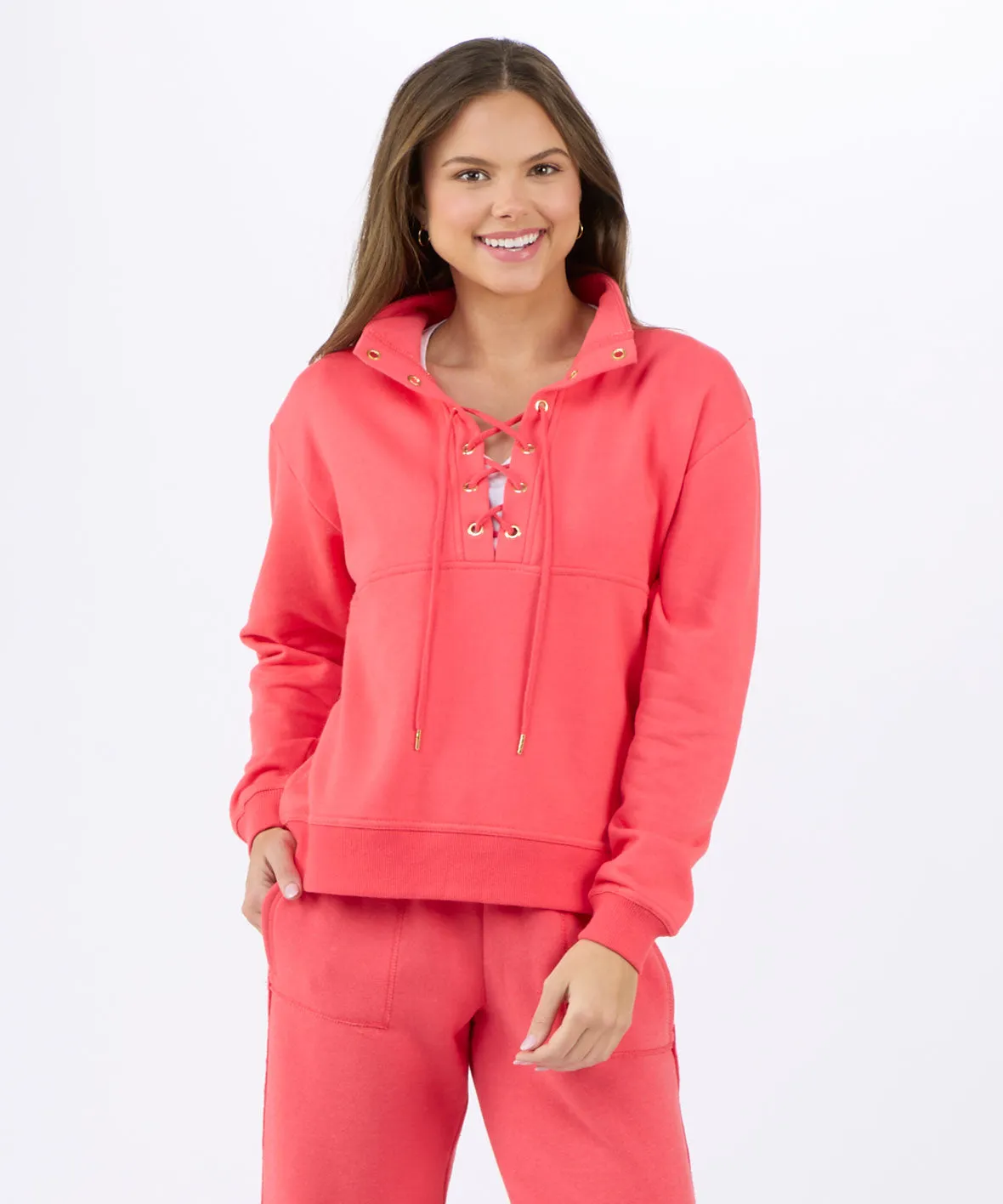 Women's Long Sleeve Lace Up Pullover