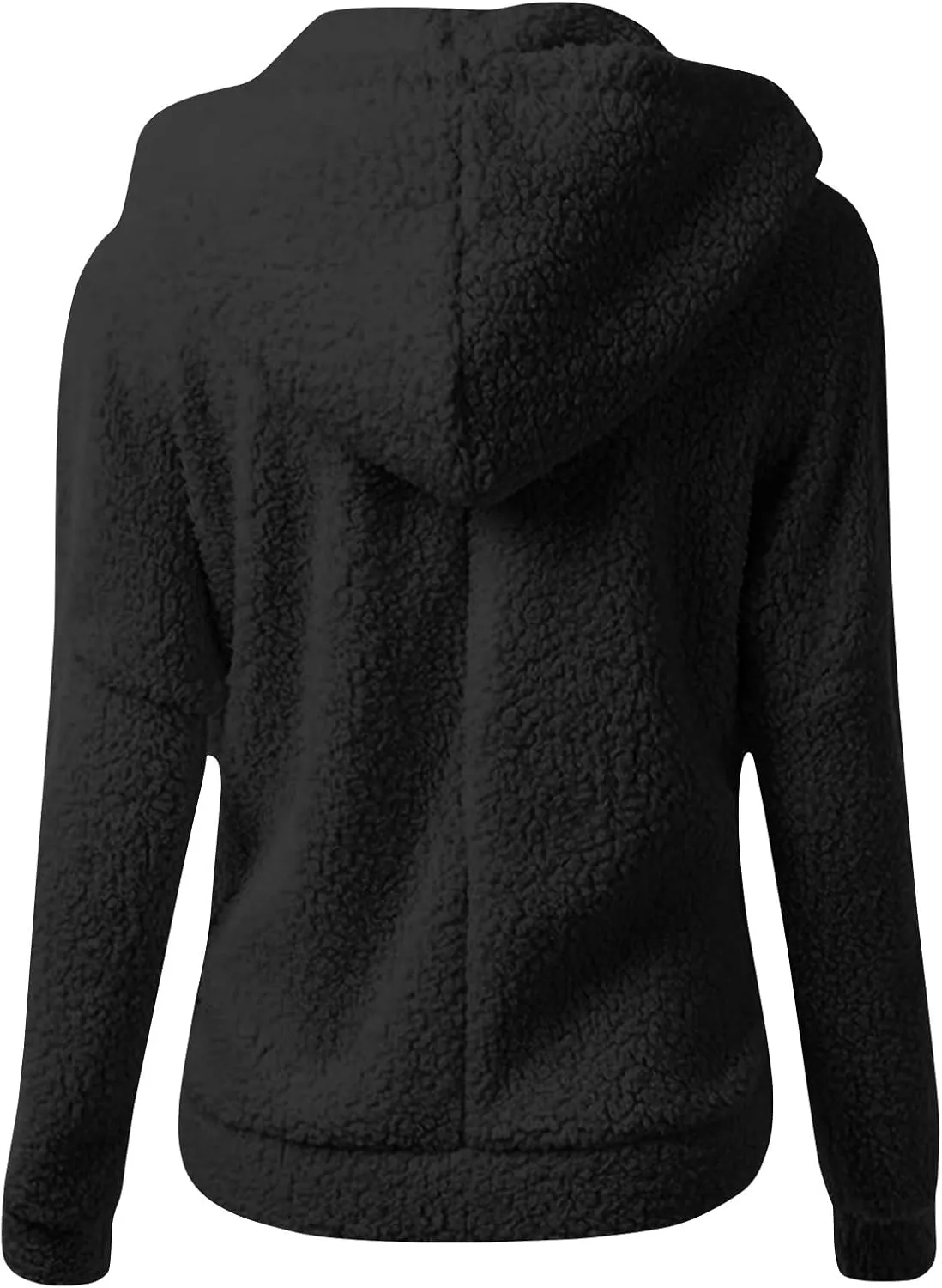Womens Winter Coats with Hood Casual Long Sleeve Fuzzy Sherpa Jacket Trendy Warm Zip Up Hoodie Shaggy Faux Fur Coat