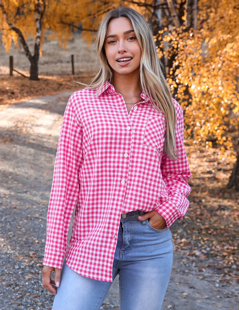 Zeagoo Long Sleeve Plaid Shirt for Women Flannel Button Down Shirts