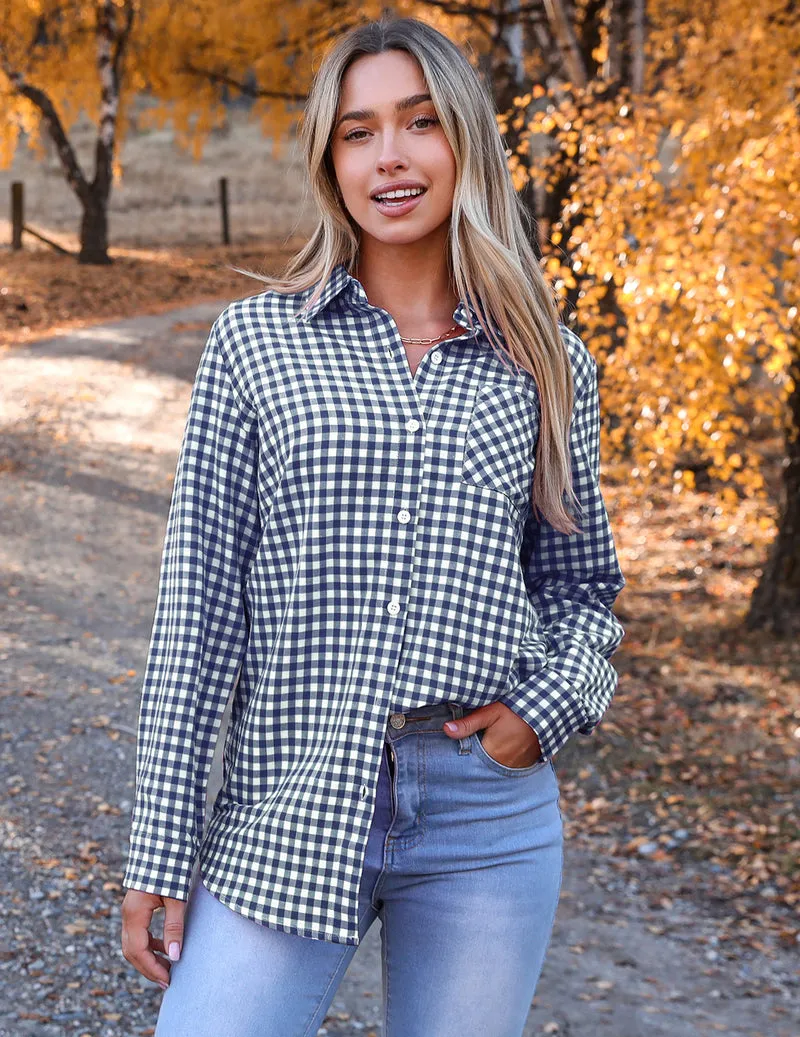 Zeagoo Long Sleeve Plaid Shirt for Women Flannel Button Down Shirts