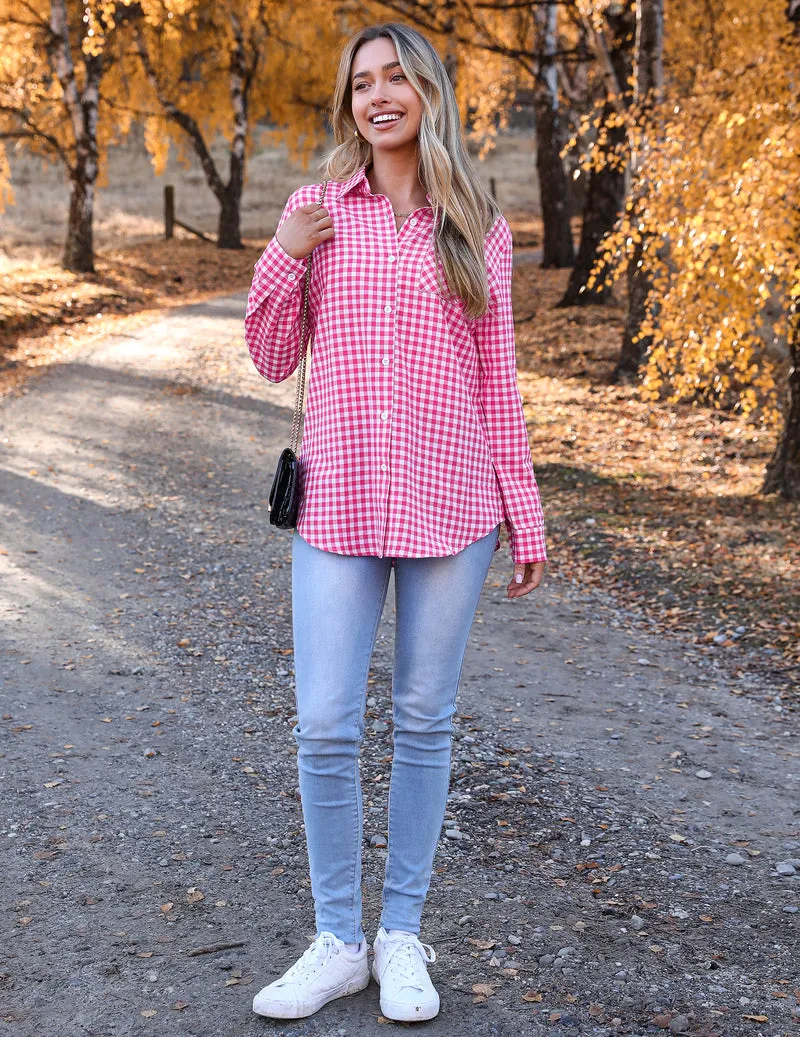 Zeagoo Long Sleeve Plaid Shirt for Women Flannel Button Down Shirts