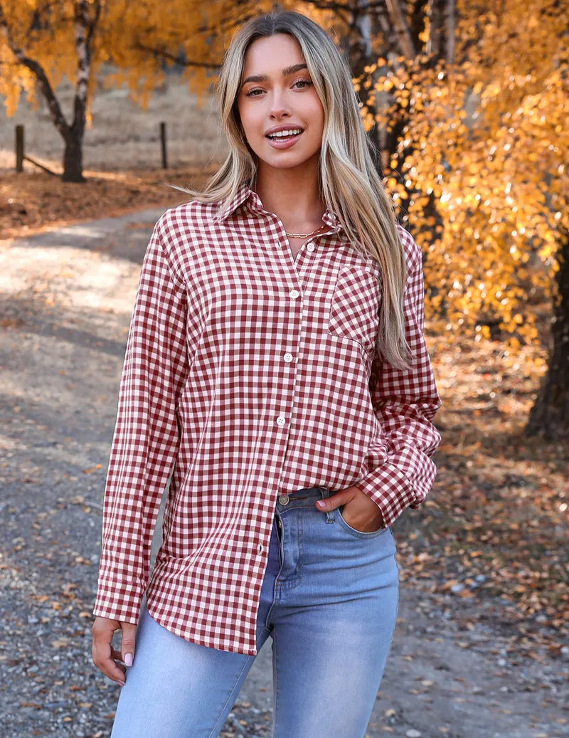 Zeagoo Long Sleeve Plaid Shirt for Women Flannel Button Down Shirts