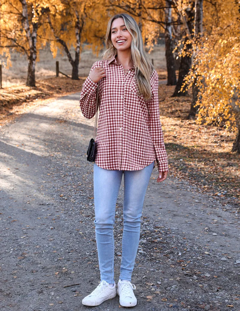 Zeagoo Long Sleeve Plaid Shirt for Women Flannel Button Down Shirts