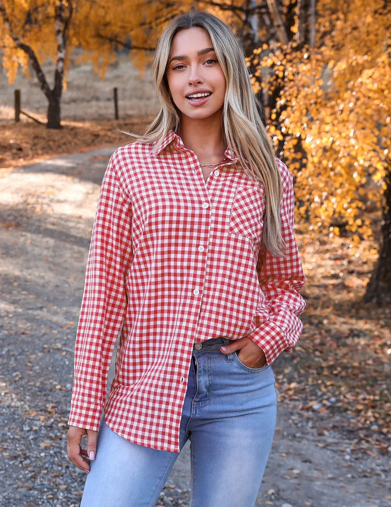 Zeagoo Long Sleeve Plaid Shirt for Women Flannel Button Down Shirts